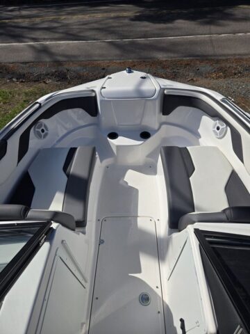 detail of some seats and white floor. looks clean.